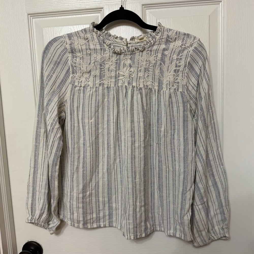 World market striped embroidered boho blouse small/medium
